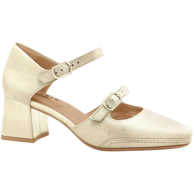 Scarpin Feminino Couro Salto Bloco Ramarim 2668135 - Ouro