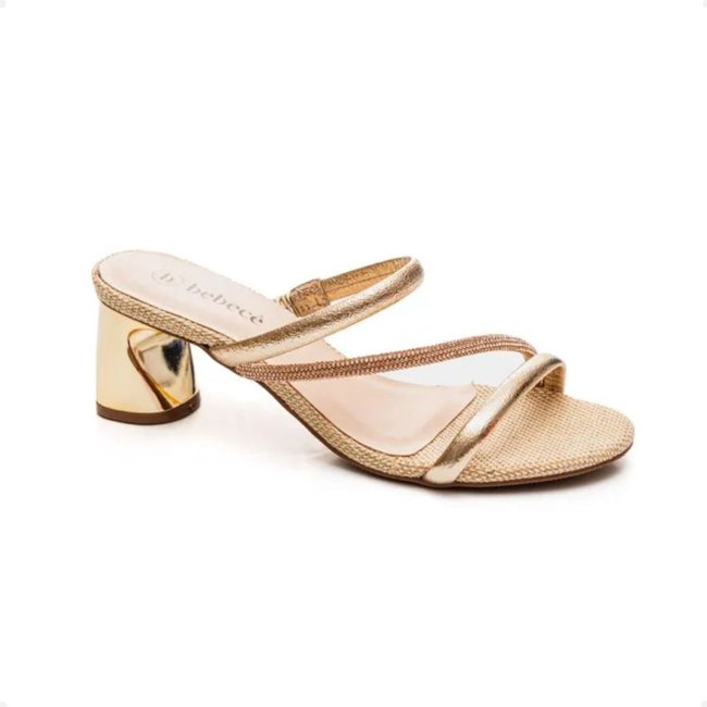 Tamanco Feminino Salto Médio Grosso cê Dourado