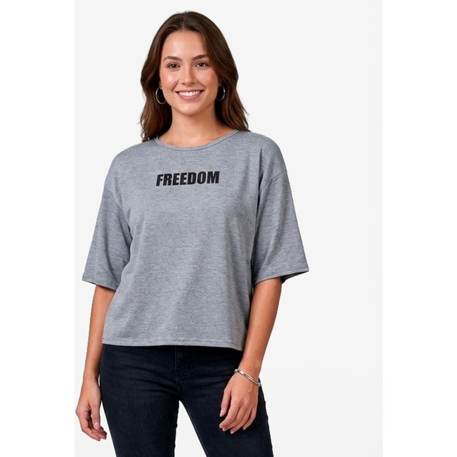 Blusa Feminina Em Viscotorcion Infinita Cor Cinza