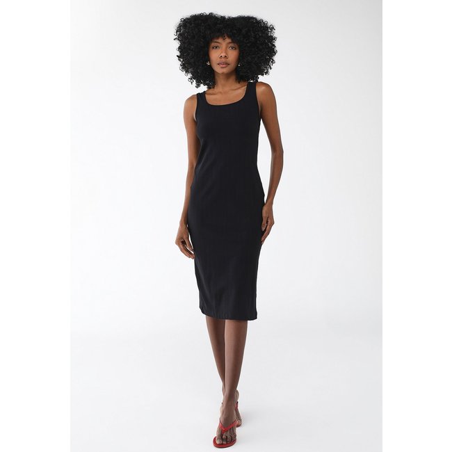 Vestido Canelado Forum Midi de Alça Preto