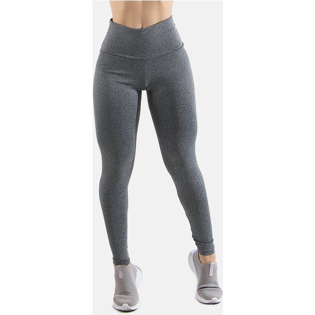 Calça Legging Suplex 4 Estações Cós Alto Liso Fitness Feminino Academia Cinza