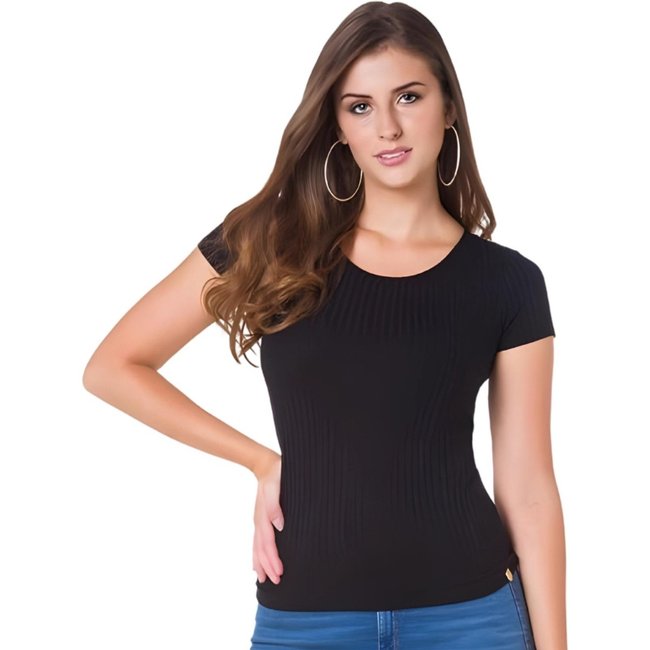 Blusa Canelada Lunender Manga Curta
