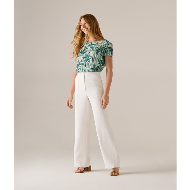 Calca Makenji Reta Bolsos Grandes Feminina Off White