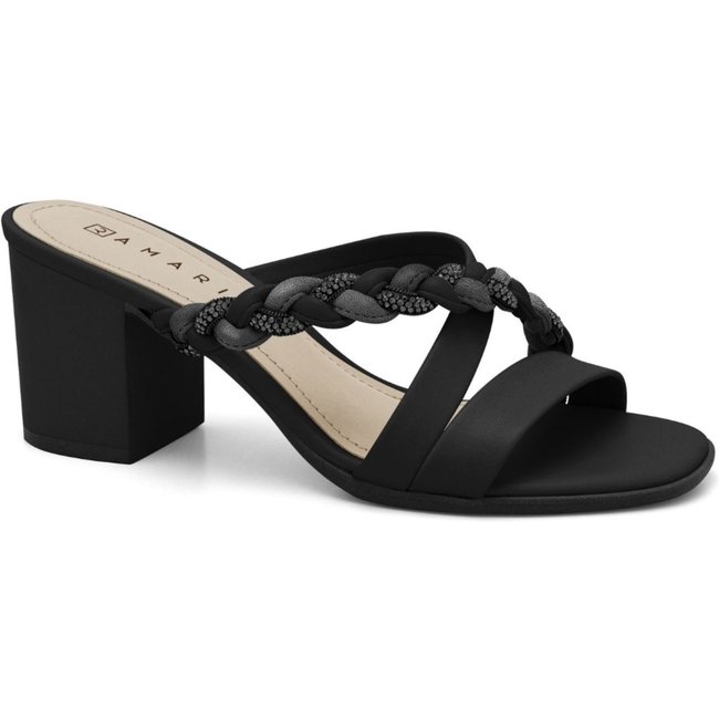 Tamanco Feminino Salto Bloco Preto Strass Ramarim 2431201-6