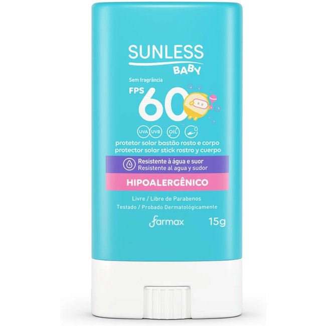 Protetor Solar Sunless Baby 60fps Bastão Resistente A Água 15 g