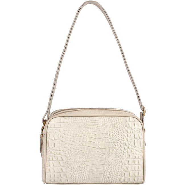 Bolsa quadrada de couro croco Daiana - Marfim