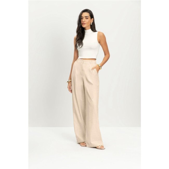 Calça feminina em linho Essendi Off-white
