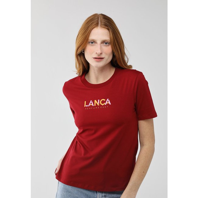 Camiseta Feminina Lança Perfume Logo Vermelha