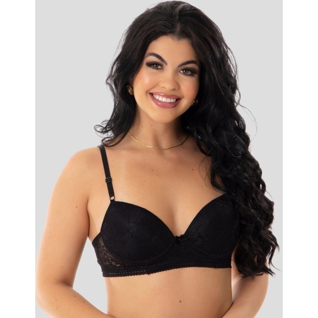 Sutiã Bojo Com Renda Confortável Dia-Dia - Preto