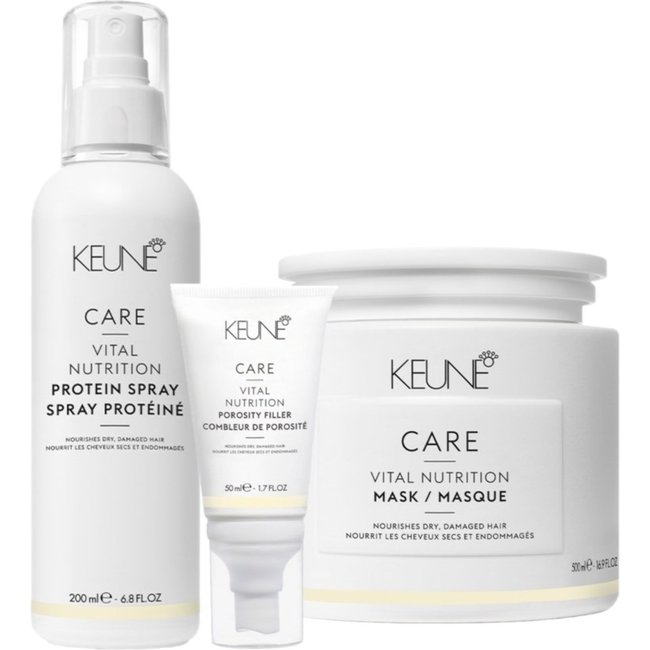 Kit Keune Care Vital Nutrition Mask 500ml Protein Porosity Filler (3 produtos)
