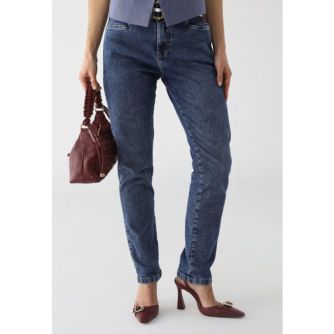 Calça Jeans Maria Valentina Skinny Pesponto Azul