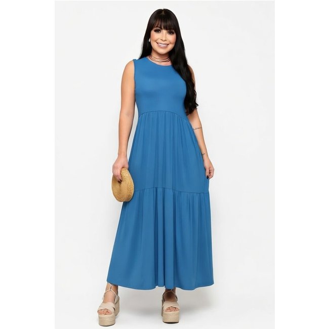 Vestido Longo D Bell Outlet Fashion Regata Azul