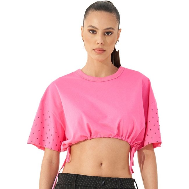 Camiseta Colcci Aplicação OU23 Rosa Feminino