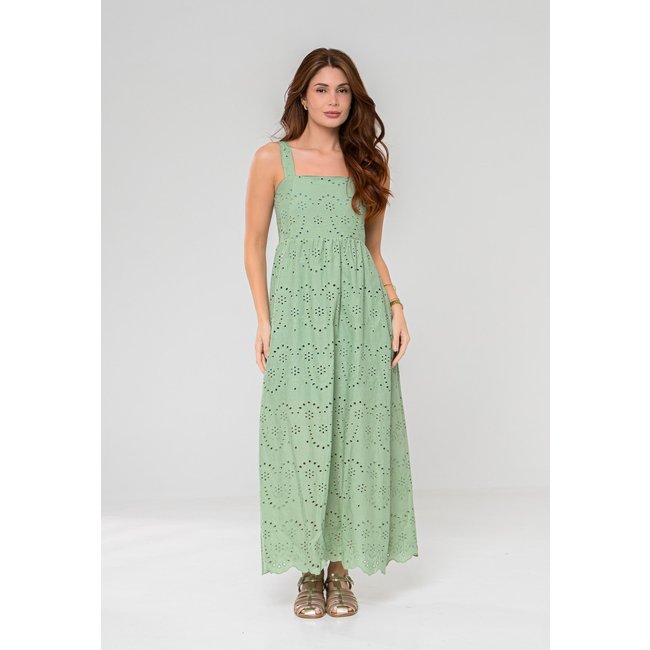 Vestido Aura Tuane Laise Bordado Luzente Verde