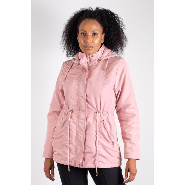 Parka Enluaze feminina forrada com capuz 80105 - Rosa