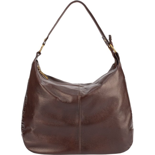 Bolsa saco grande de couro liso Carla - Café