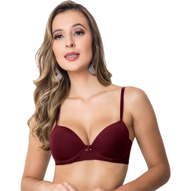 Sutiã Microfibra Gabi Lingerie Com Bojo Alças Reguláveis Moda Feminina Rubro