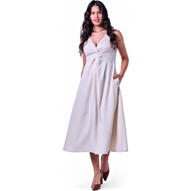 Vestido Feminino Longo Bege Incolor
