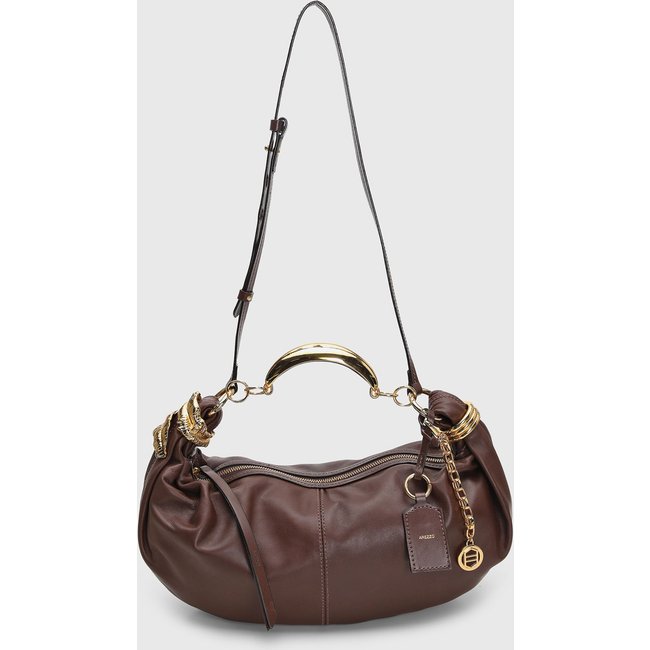 Bolsa Feminina Arezzo Média Detalhes Metalizados Marrom
