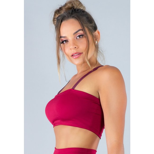 Top MVB Modas Faixa com Alça Suplex Liso Vinho