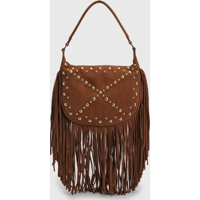 Bolsa Média Luiza Barcelos Franjas Marrom