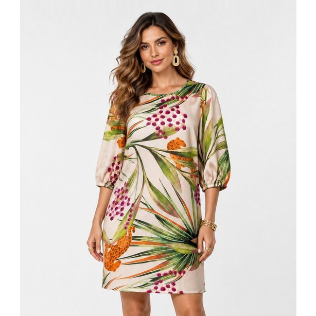 Vestido Midi Com Manga Flare 3/4 Infinita Cor Amarelo
