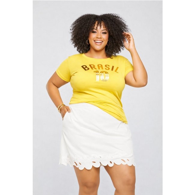 T-shirt Plus Size D Bell Outlet Fashion Brasil 10 Amarelo