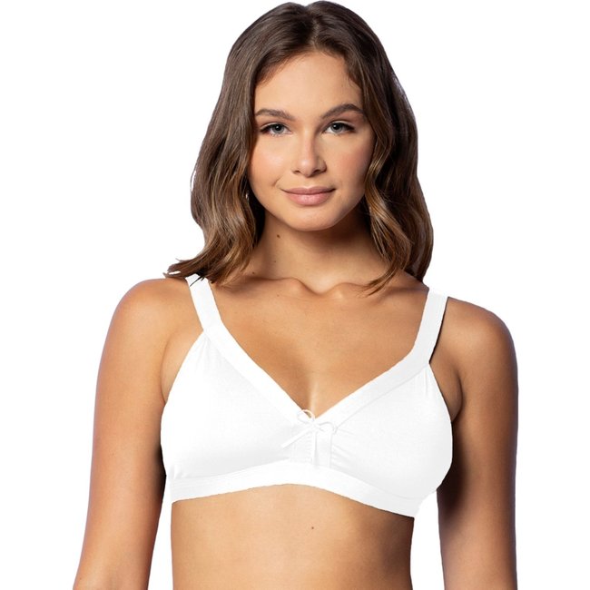 Sutiã Gabi Lingerie Feminino Sem Bojo Liso Confortável Microfibra Básico Poliamida Branco