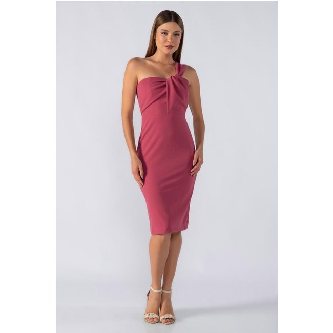 Vestido medio decote transpassado Rosa