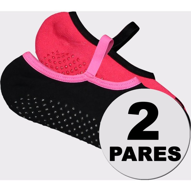 Kit Meia Puma Pilates Feminina 2 pares Preta e Vermelha