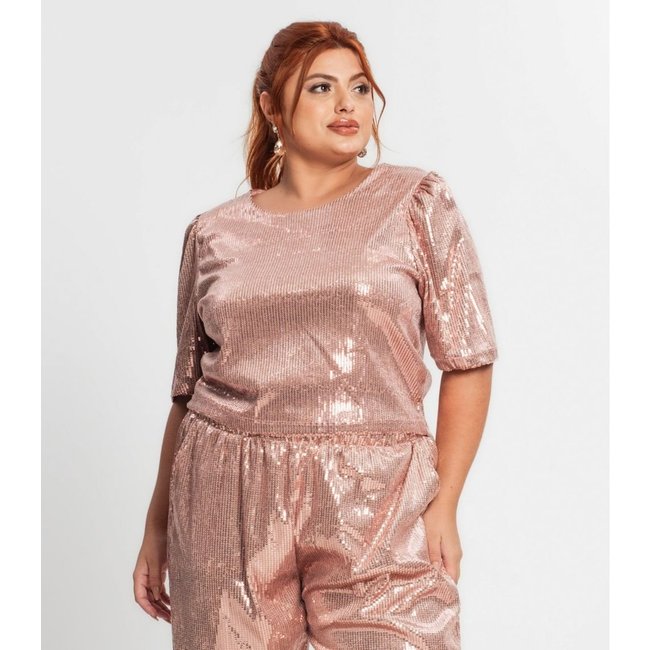 Blusa Feminina Plus Size Em Paetê Secret Glam Unica
