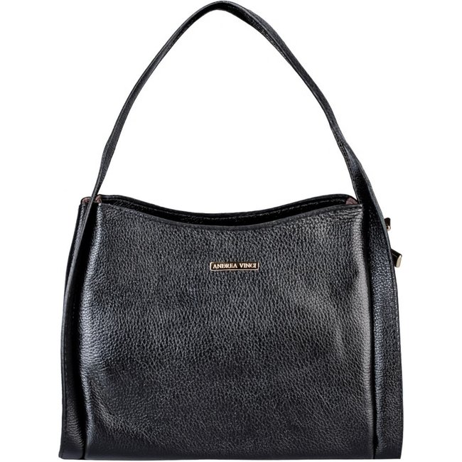 Bolsa Andrea Vinci De Mão Em Couro Liso Helena - Preto