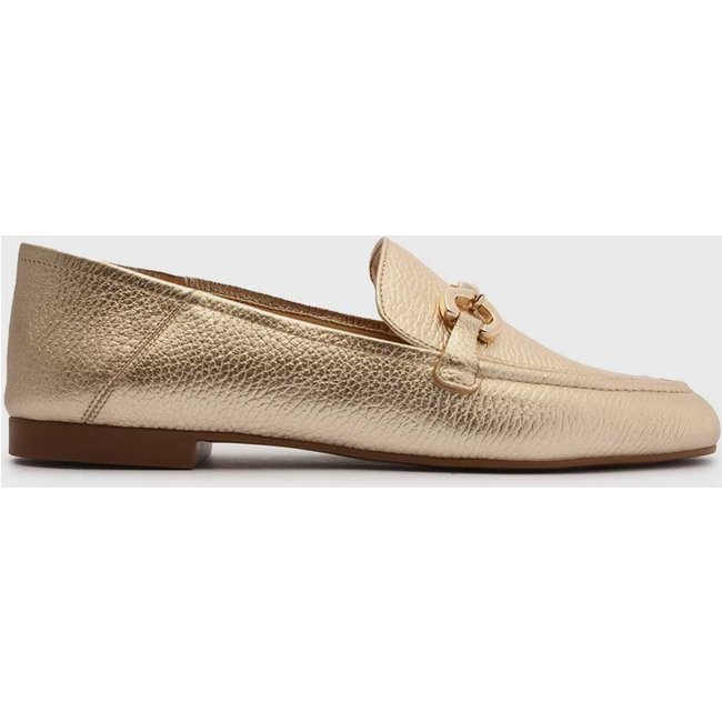Mocassim Arezzo Metalizado Platino Dourado