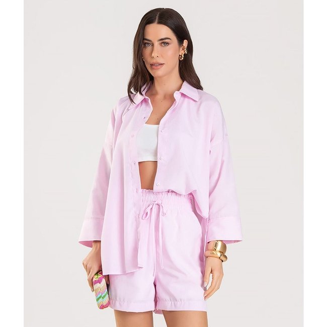 Shorts Feminino Listrado Dianna Rosa