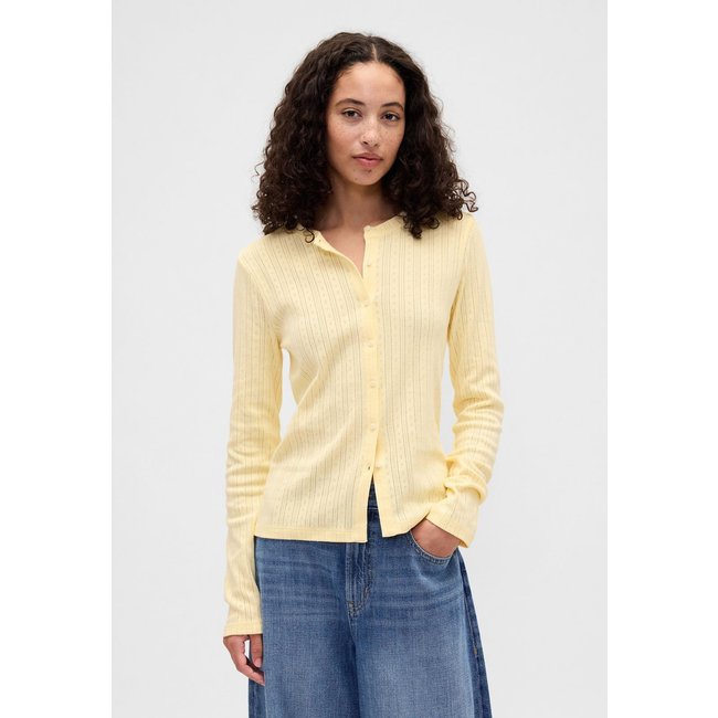 Cardigan Feminino GAP Tricot Listrado Amarelo