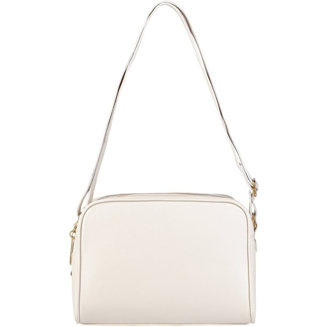 Bolsa quadrada de couro liso Daiana - Marfim