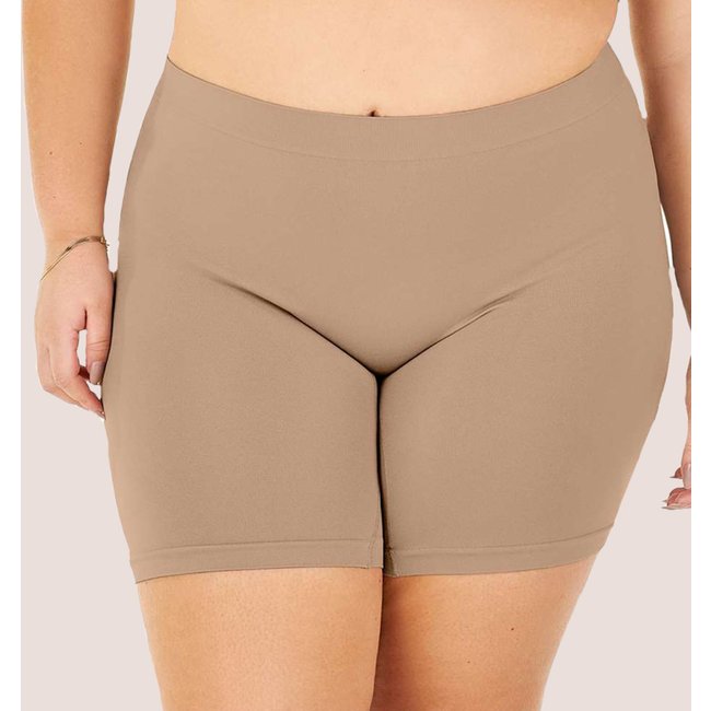 Bermuda Plus Size Segunda Pele Cintura Alta Sem Costura Bege