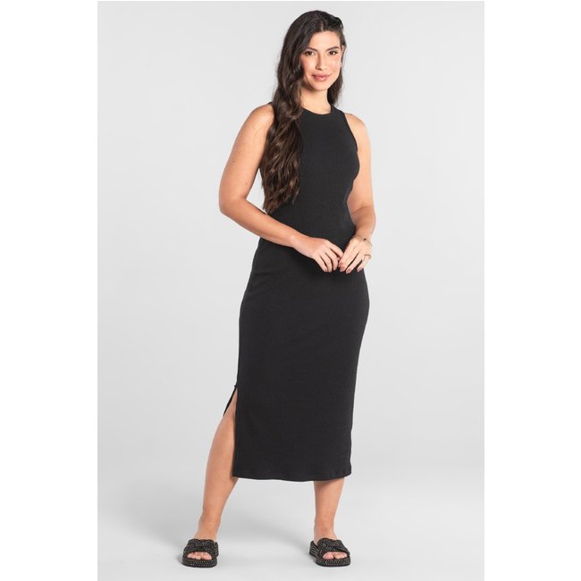 Vestido Adulto em Ribana Canelada Just Basic Preto