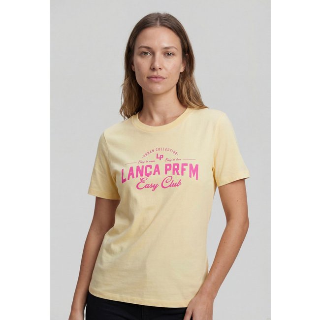 Camiseta Feminina Lança Perfume Estampa Frontal Amarela