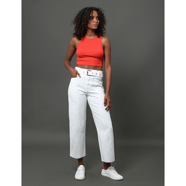 Calça Feminina Color Barrel Cinto Calvin Klein Jeans - Branco Calvin Klein Jeans