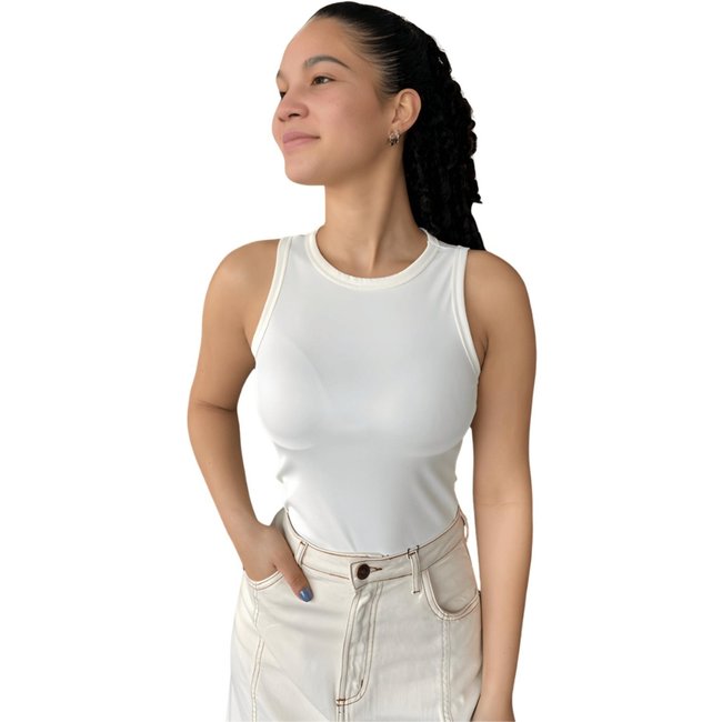 Blusa Regata Feminina Básica Canelada Justa Flor De Lis