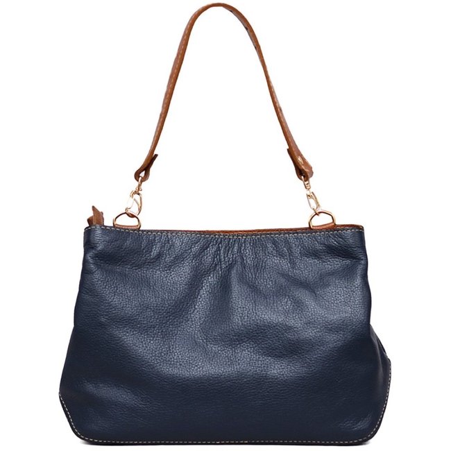 Bolsa SN Couros Mikonos Azul/Caramelo