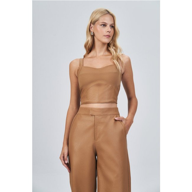 Top PU Busto Estruturado Feminino Acostamento