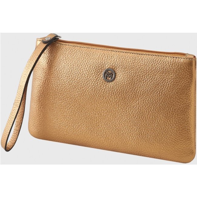 Bolsa Carteira Clutch Couro Mariart Cambará Bronze