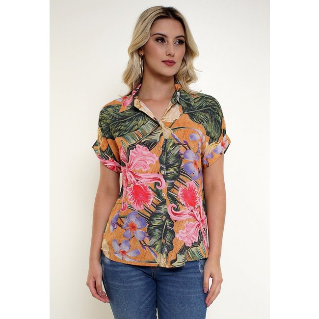 Camisa Intens Manga Curta Viscose Verde