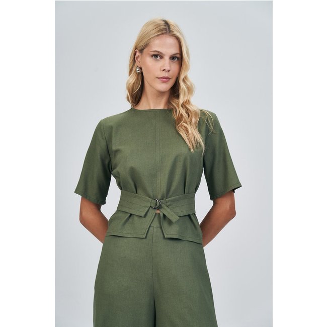 Blusa Detalhe Faixa Com Argola Feminina Acostamento