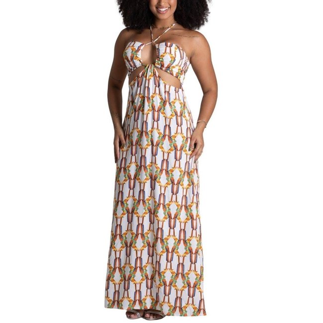 Vestido Londo Sawary Estampado - 279726 - Laranja - Sawary