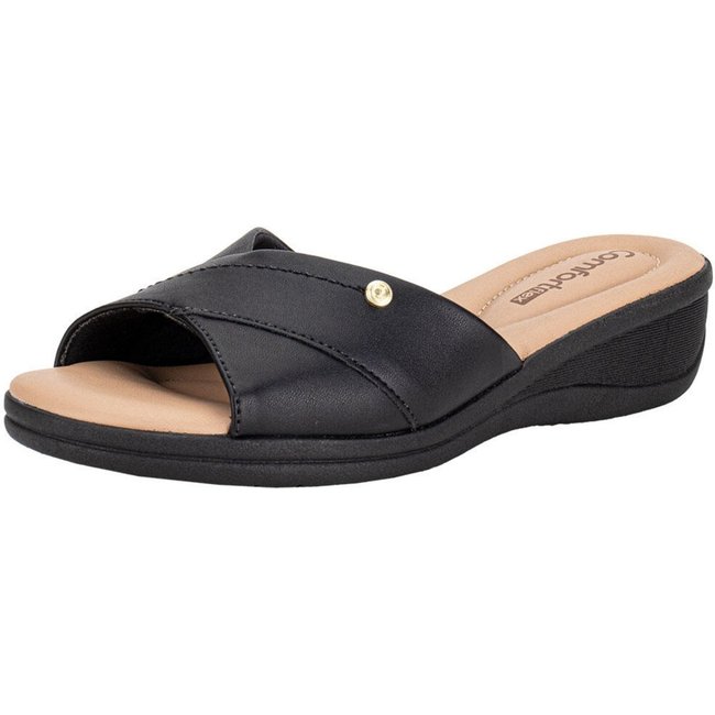 Tamanco Feminino Anabela Comfortflex 2588402 A1458402 Preto