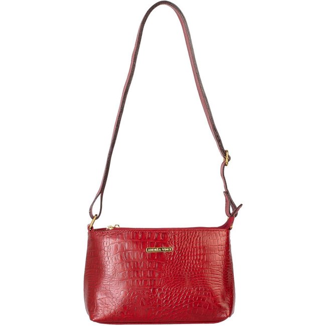 Bolsa pequena transversal de couro croco Iris - Vermelho