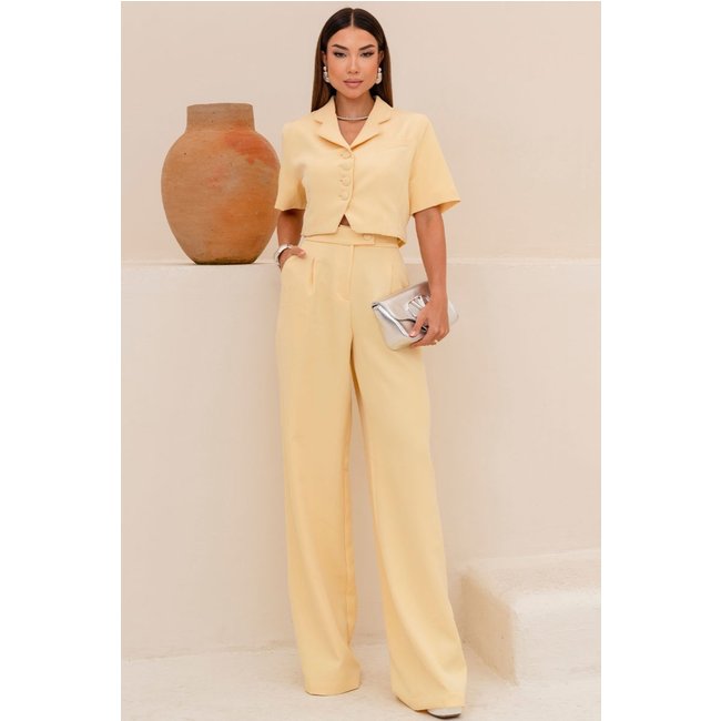 Calca Selena Alfaiataria C/Bolso Frente Amarelo